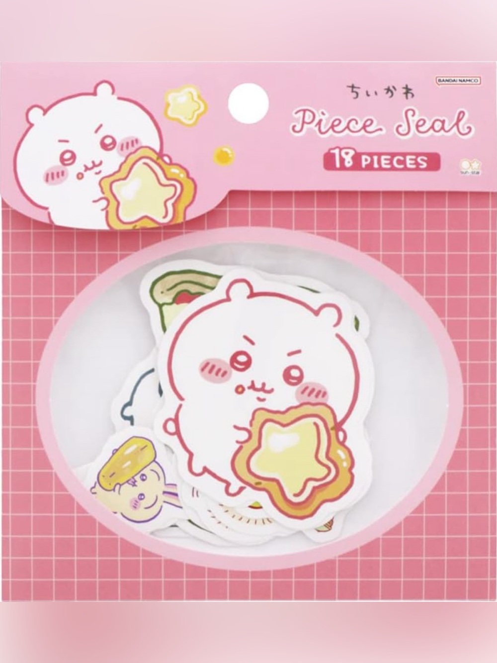 Brand New sunstar Chiikawa Piece Stickers Set (Mogu Mogu Pink)